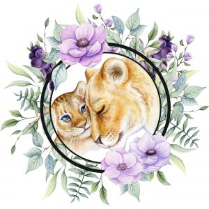 Mothers Day Print - Lion and Cub